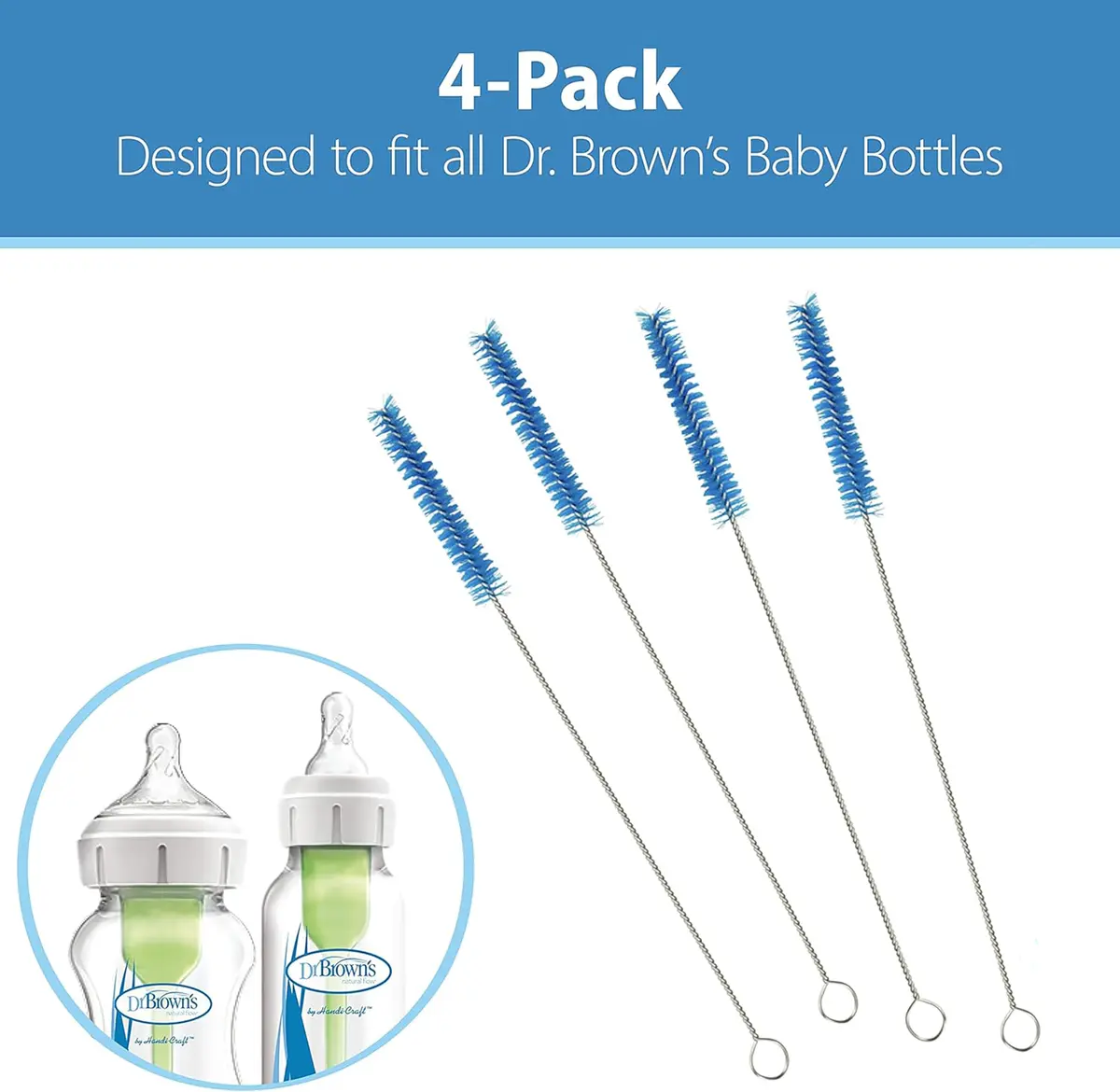 Dr. Brown's Silicone Cleaning Brush Set with Bottle, Spout & Straw | BPA-Free, Dishwasher Safe - view 8