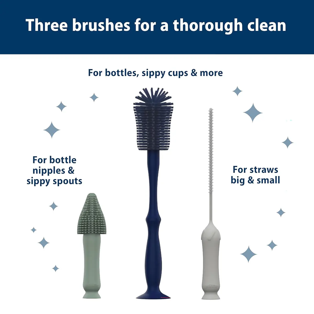 Dr. Brown's Silicone Cleaning Brush Set with Bottle, Spout & Straw | BPA-Free, Dishwasher Safe - view 3