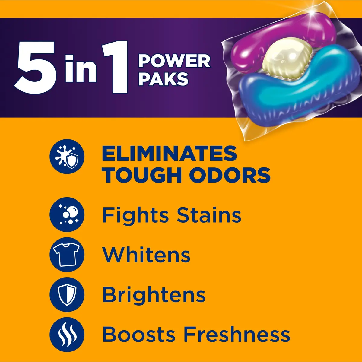 ARM & HAMMER Plus OxiClean With Odor Blasters Laundry Detergent Paks, 72 Ct | 5-in-1 Cleaning Power - view 2