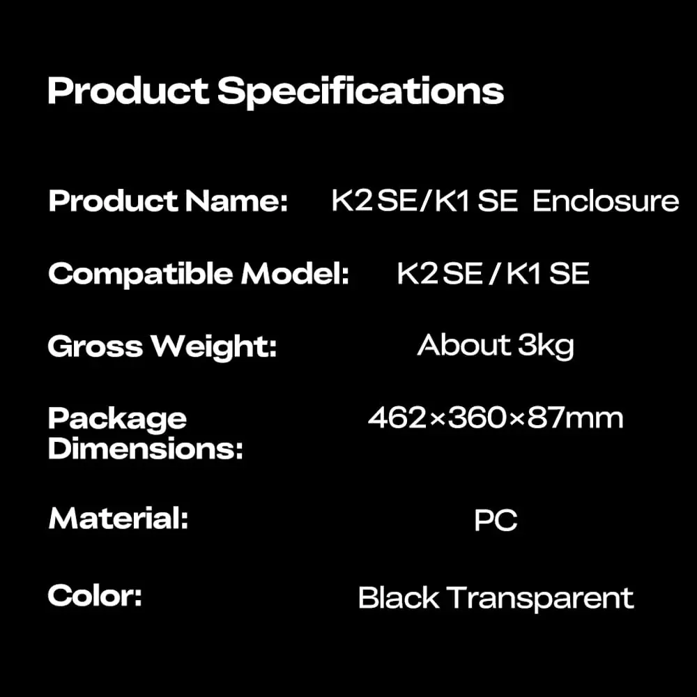 Skouphy Polycarbonate Enclosure for K1 SE /K2 SE | Dustproof, Noise-Reducing, Transparent 3D Printer Cover (35.56cm x 48.26cm x 8.89cm) - view 7