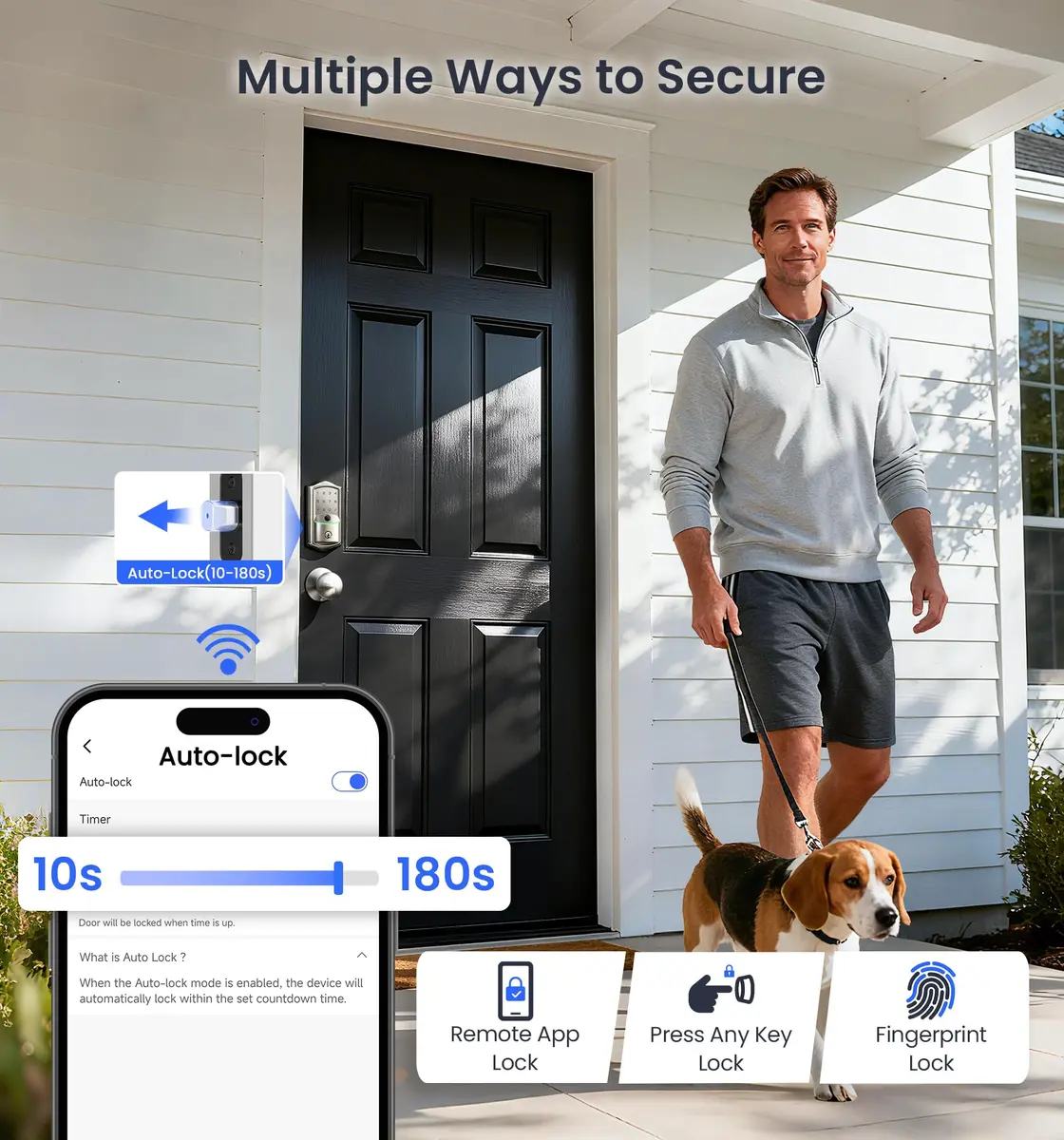 Veise VE027-K WiFi Smart Deadbolt Lock Set with 2 Knobs, Satin Nickel | Remote Access & Fingerprint Entry - view 8