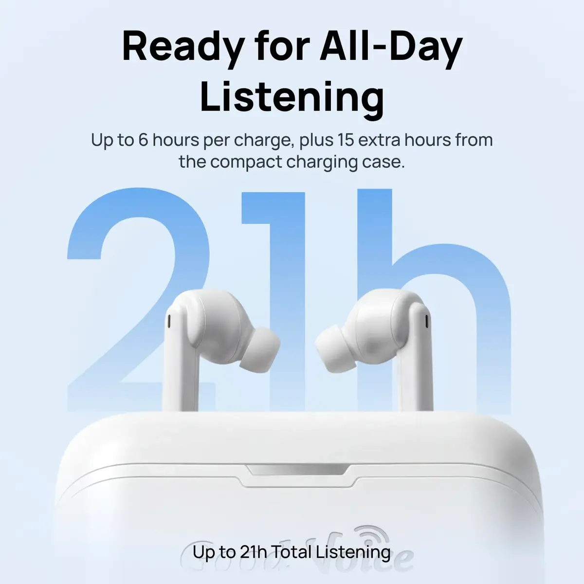 OKB Hearing GV-SA0360 OTC In-Ear Hearing Aid, True-Wireless with Pocket Controller Ear-Extension for TV & Meetings, Dual-Mode Noise Reduction, Charging Case, Bluetooth 5.2, Adults 18+ (Polar White) - view 8