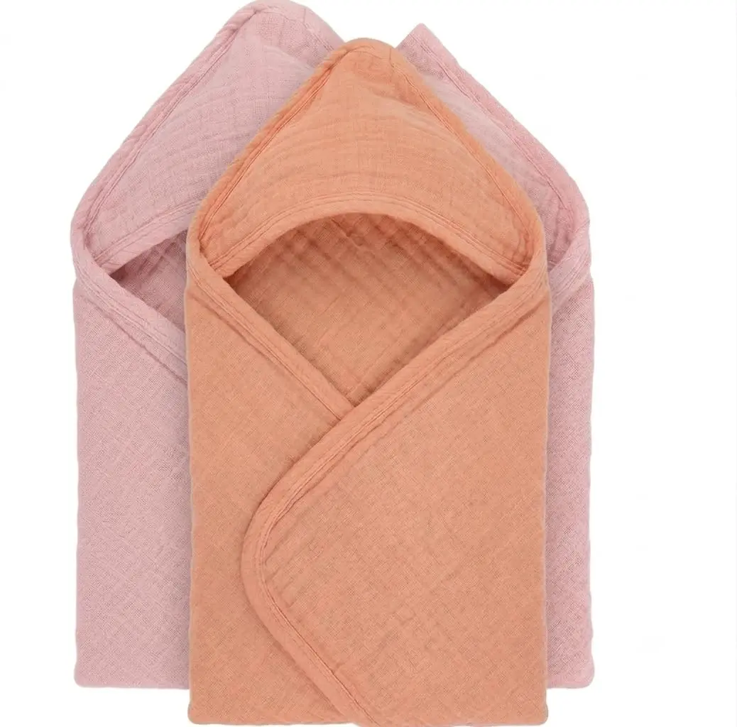 Mère & Moi 2 Pack Muslin Hooded Baby Bath Towels | Ultra-Soft Cotton, Quick-Dry, Breathable (30x30 in) - main product image