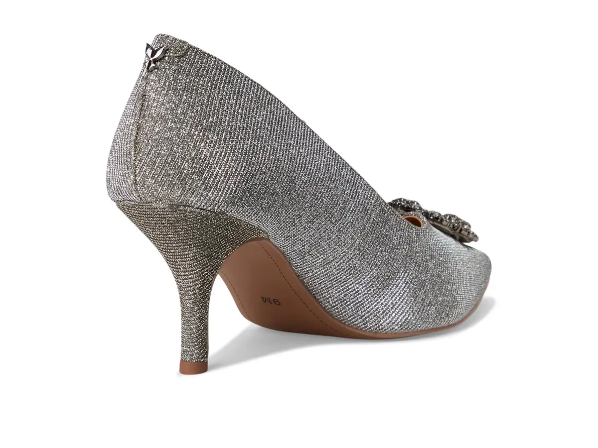 J.Reneé Ezara Women's Pewter Pumps 7.5 | Pointed Toe Slip-On with Satin & Brooch - view 5