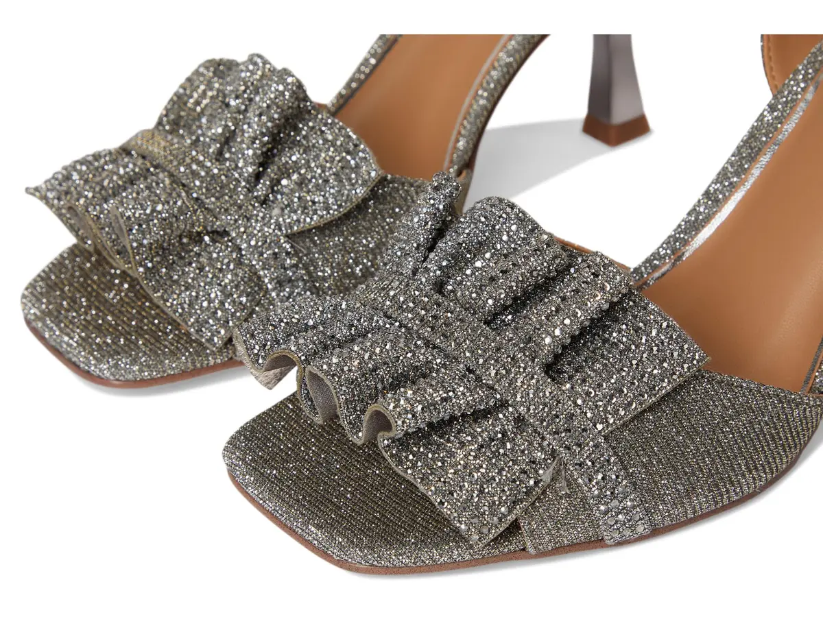 J.Reneé Almita Ankle Strap Sandals Pewter 9.5 Wide | Flare Heels & Rhinestone Detailing - view 6