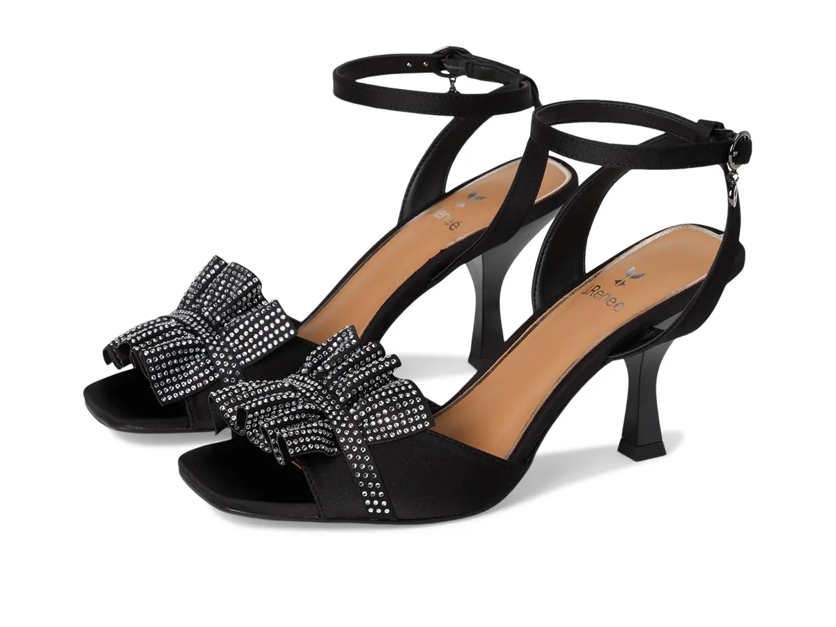 J.Reneé Almita Ankle Strap Sandals Black 12 Wide | Flare Heel & Square Toe (70-120c) - main product image