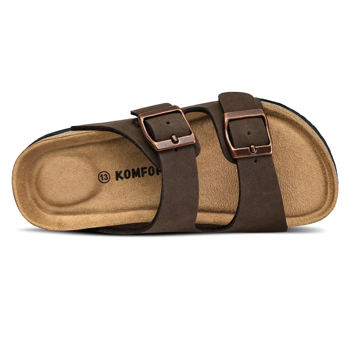 K KomForme Kids Slide Sandals Brown Size 2 Big Kid | Adjustable Buckles, Cork Footbed, Arch Support - view 5