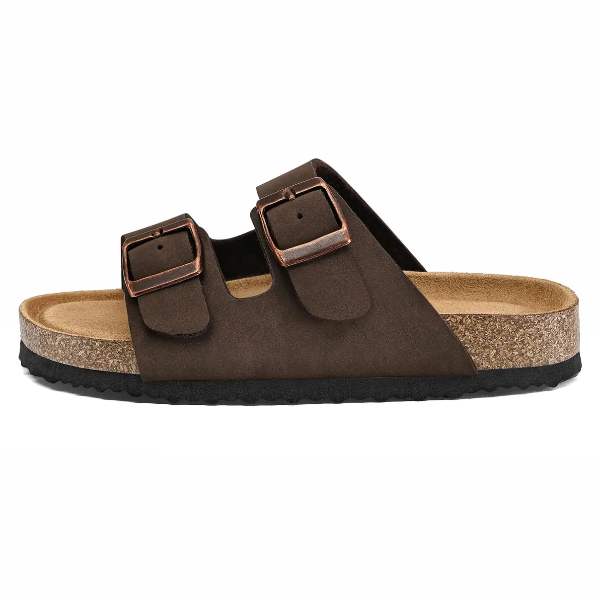 K KomForme Kids Slide Sandals Brown Size 2 Big Kid | Adjustable Buckles, Cork Footbed, Arch Support - view 4