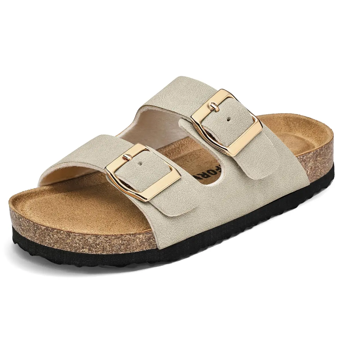K KomForme Kids Slide Sandals Stone Size 13 Little Kid | Adjustable Buckles & Arch Support - main product image