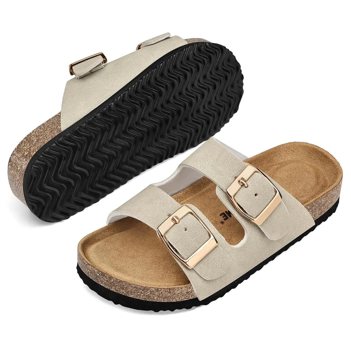 K KomForme Kids Slide Sandals Stone Size 13 Little Kid | Adjustable Buckles & Arch Support - view 6