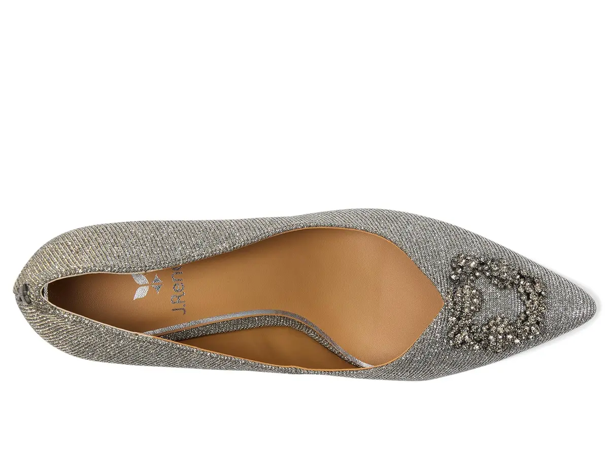 J. Reneé Ezara Women's Pointed Toe Pumps Pewter 8.5 | Satin Fabric Slip-On with 2.75in Stiletto Heel - view 2