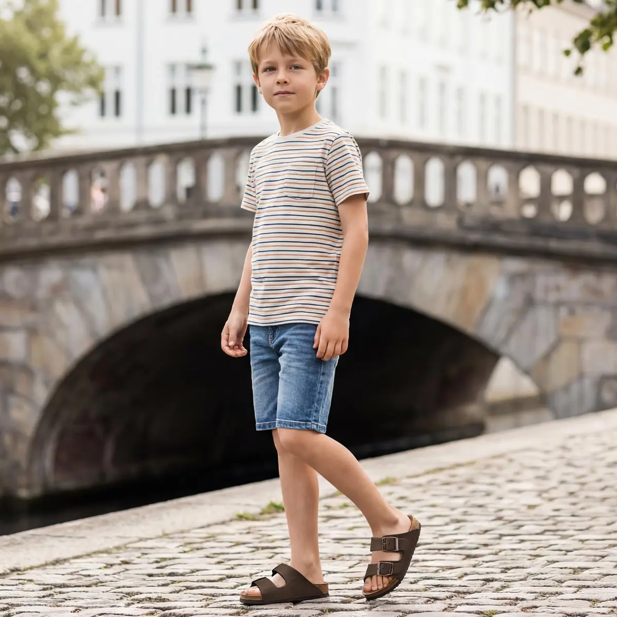 K KomForme Kids Slide Sandals Brown Size 3 Big Kid | Adjustable Double Buckle Comfort - view 2