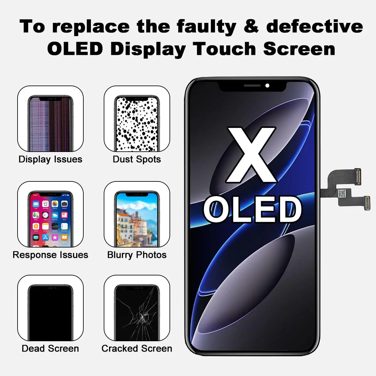 SIMDOG OLED Screen Replacement for iPhone X (5.8-inch) | Full HD Display with 3D Touch - view 9