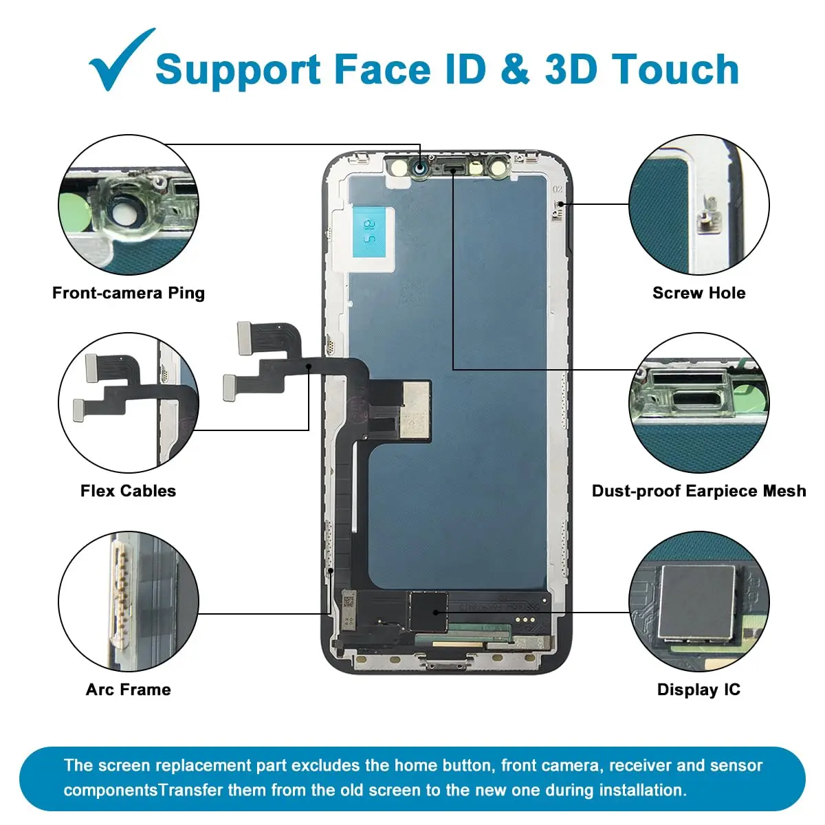 SIMDOG OLED Screen Replacement for iPhone X (5.8-inch) | Full HD Display with 3D Touch - view 4