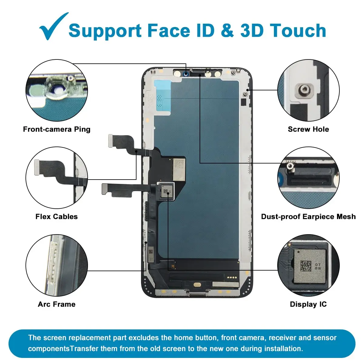 SIMDOG OLED Screen Replacement for iPhone XS Max 6.5" (Full HD Display) | True Tone Programmable - view 4
