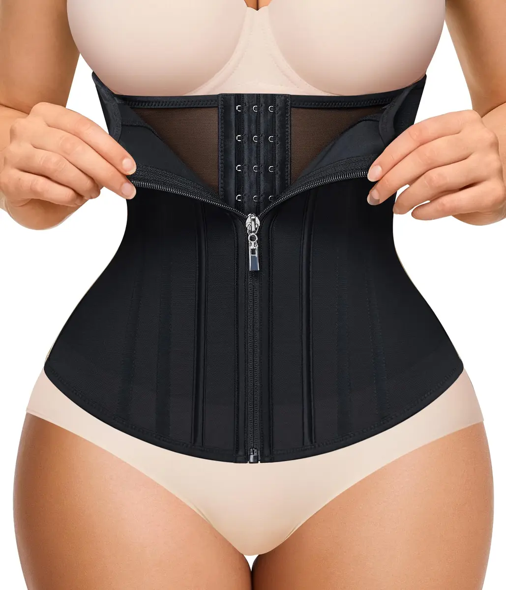 Nebility Waist Trainer for Women Zipper Corset Shapewear Faja Body Shaper Small | Tummy Control with 11 Steel Bones for Back Support - main product image