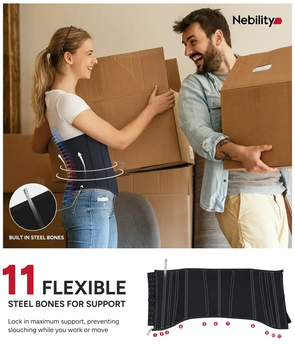 Nebility Waist Trainer for Women Zipper Corset Shapewear Faja Body Shaper Small | Tummy Control with 11 Steel Bones for Back Support - view 4