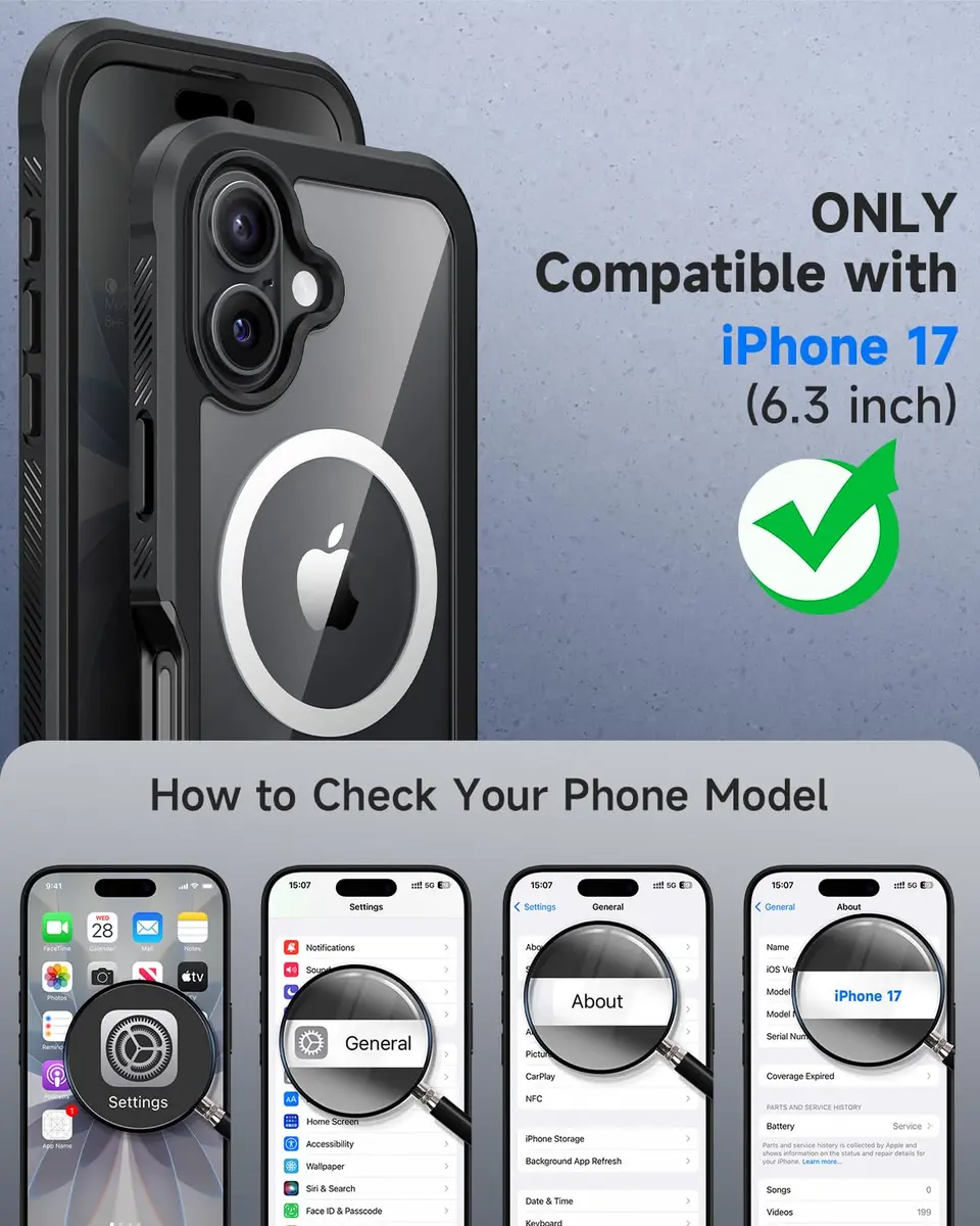 seacosmo Wireless Accessory for iPhone 17 6.3" with Privacy Screen Protector | Full Body Shockproof Case - view 5