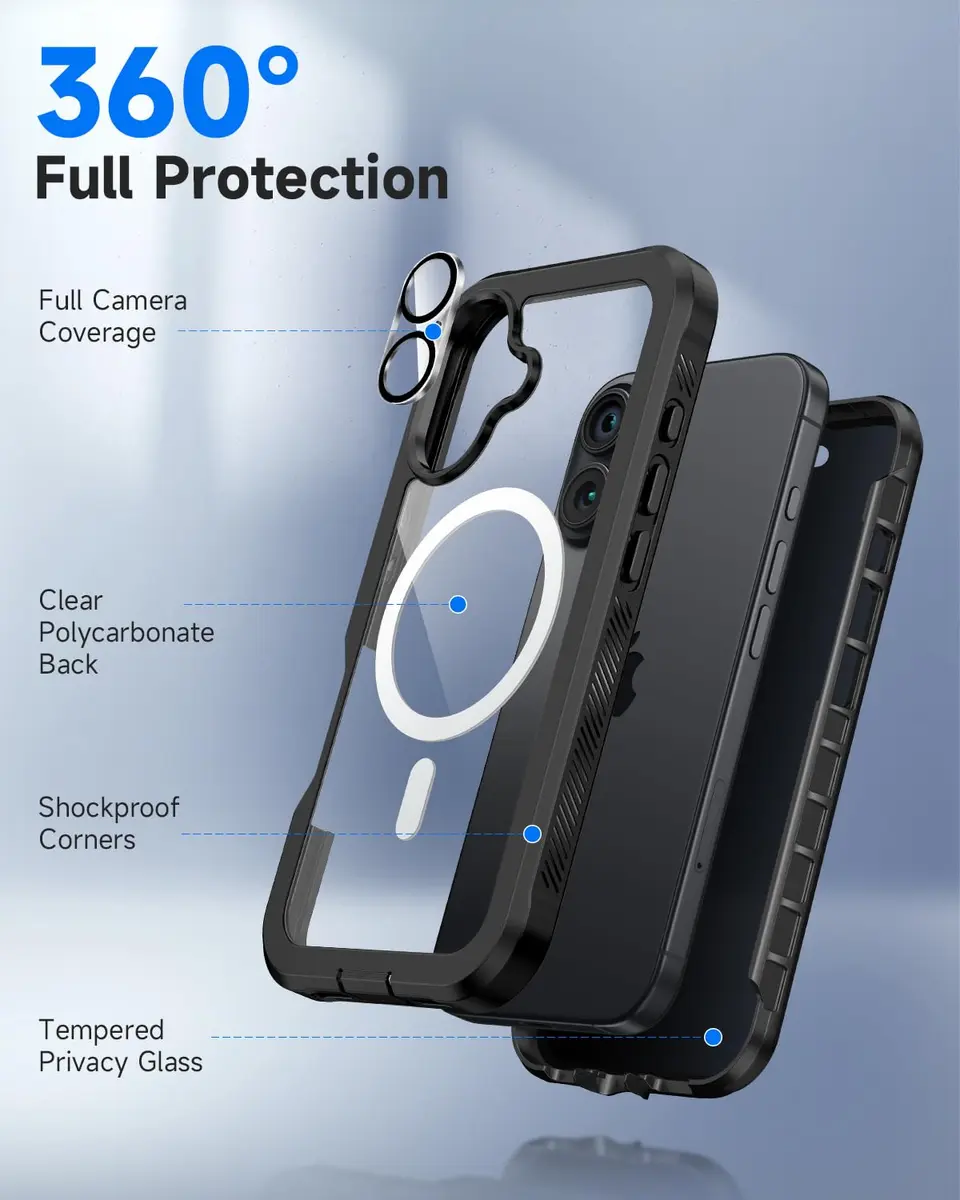 seacosmo Wireless Accessory for iPhone 17 6.3" with Privacy Screen Protector | Full Body Shockproof Case - view 3