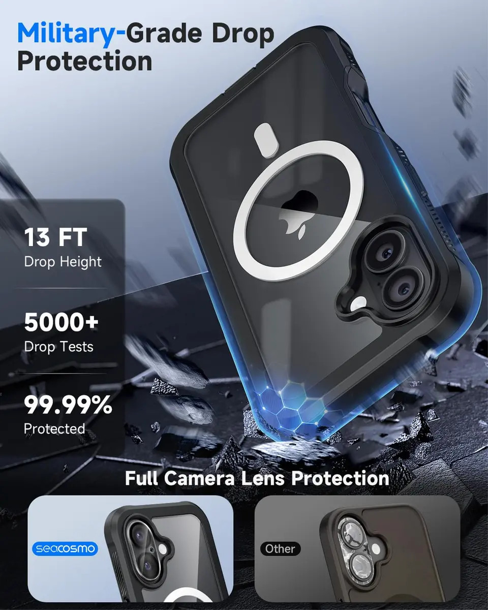 seacosmo Wireless Accessory for iPhone 17 6.3" with Privacy Screen Protector | Full Body Shockproof Case - view 4