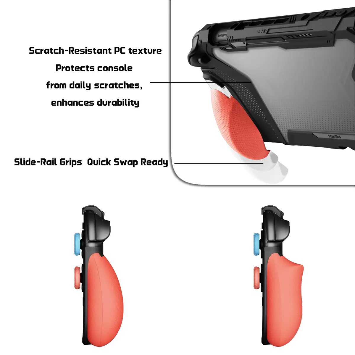 playvital Beyond-Grip Dockable Case for Nintendo Switch 2 (Blue & Orange) with Interchangeable Grips & Thumbstick Caps | 12cm (4.7in) x 8.7cm (3.4in) x 1.8cm (0.7in) - view 7