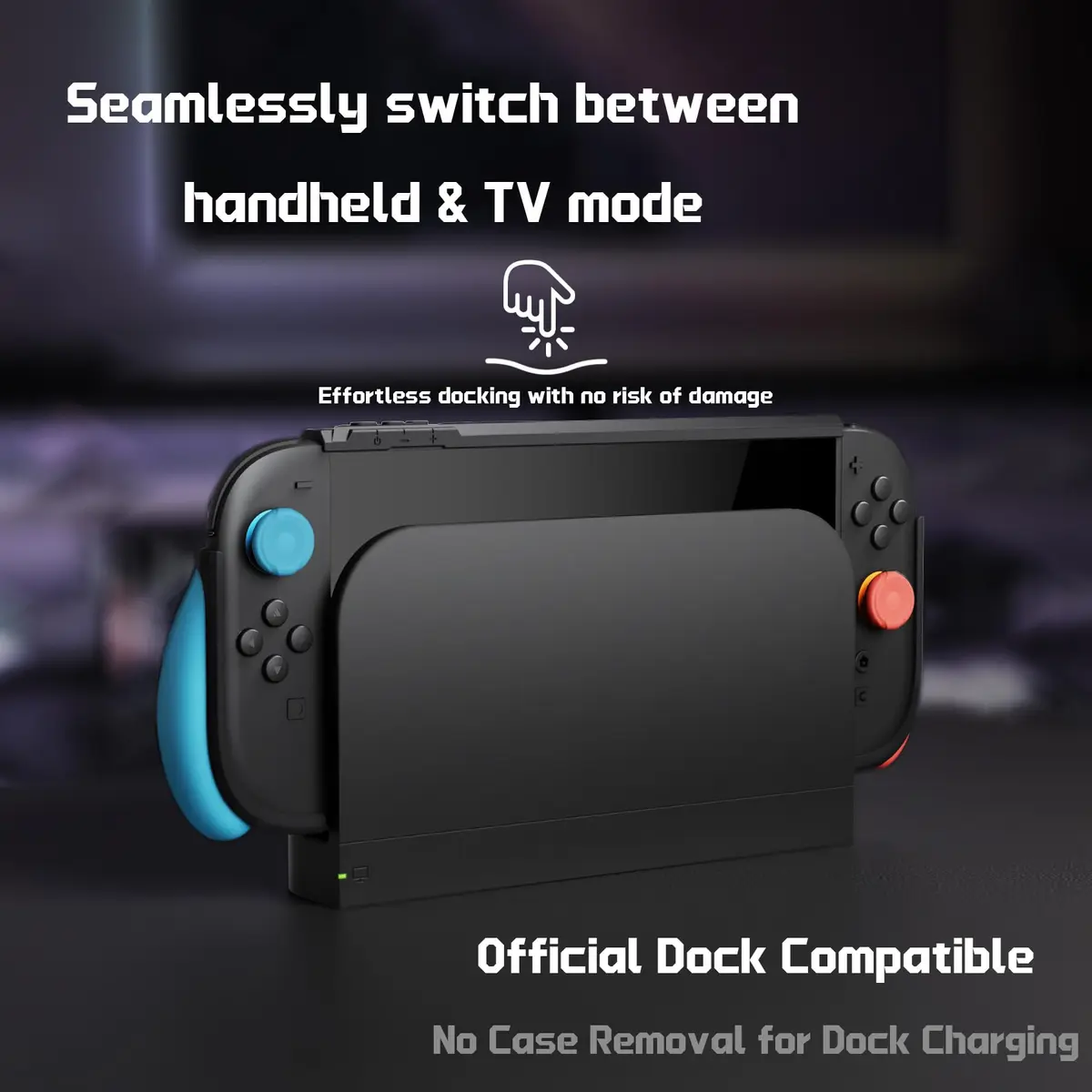 playvital Beyond-Grip Dockable Case for Nintendo Switch 2 (Blue & Orange) with Interchangeable Grips & Thumbstick Caps | 12cm (4.7in) x 8.7cm (3.4in) x 1.8cm (0.7in) - view 3