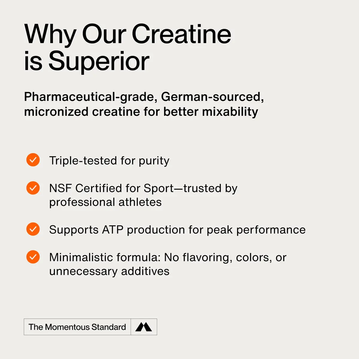 Momentous Creatine Monohydrate Powder Unflavored 150 g (5.29 oz) | NSF Certified for Sport - view 3