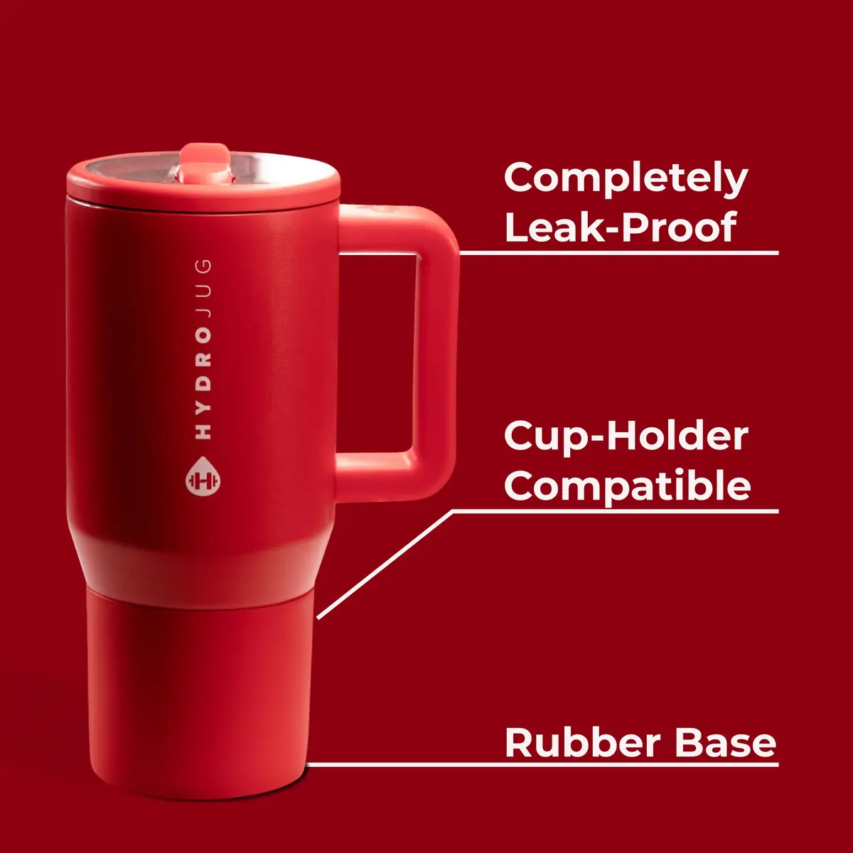 HydroJug Traveler 20oz Kids Insulated Tumbler with Handle, Alumni Red | Leakproof, BPA-Free, Drop-Resistant - view 2