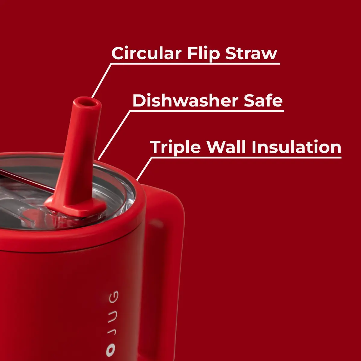 HydroJug Traveler 20oz Kids Insulated Tumbler with Handle, Alumni Red | Leakproof, BPA-Free, Drop-Resistant - view 3