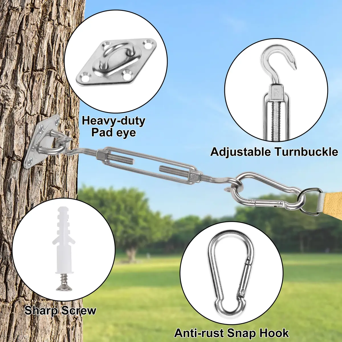 YOFIT 40 Pcs Shade Sail Hardware Kit 15.2 cm (6 Inch) | Heavy Duty 304 Stainless Steel for Patio & Garden - view 6