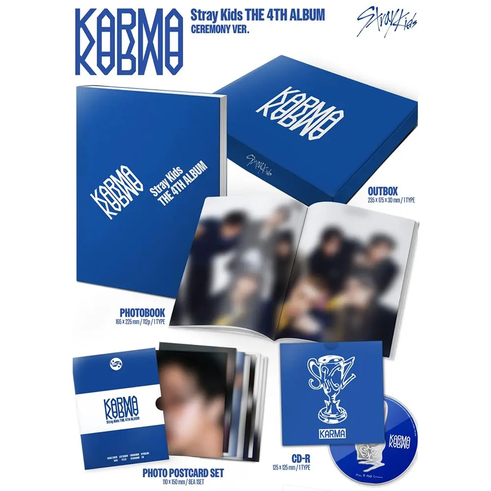 STRAY KIDS KARMA [CEREMONY Ver.] 4th Album 100 Pages | Pre-Order Gift & 3 Extra Photocards Set - view 2