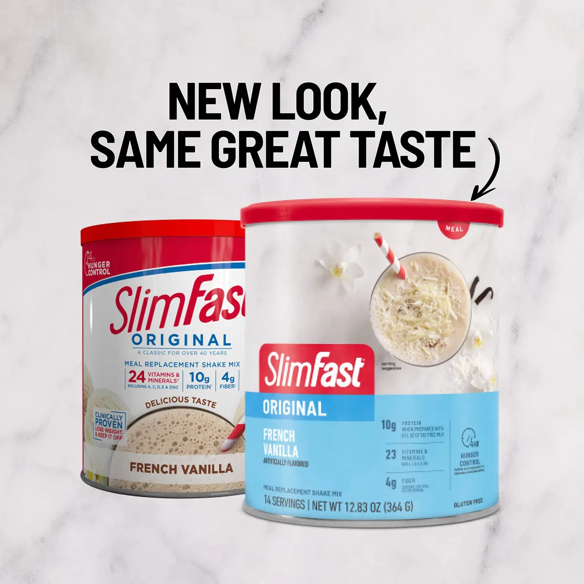 SlimFast Meal Replacement Powder, French Vanilla | 10g Protein, 14 Servings, Gluten-Free (12.83 oz Pack of 2) - view 2
