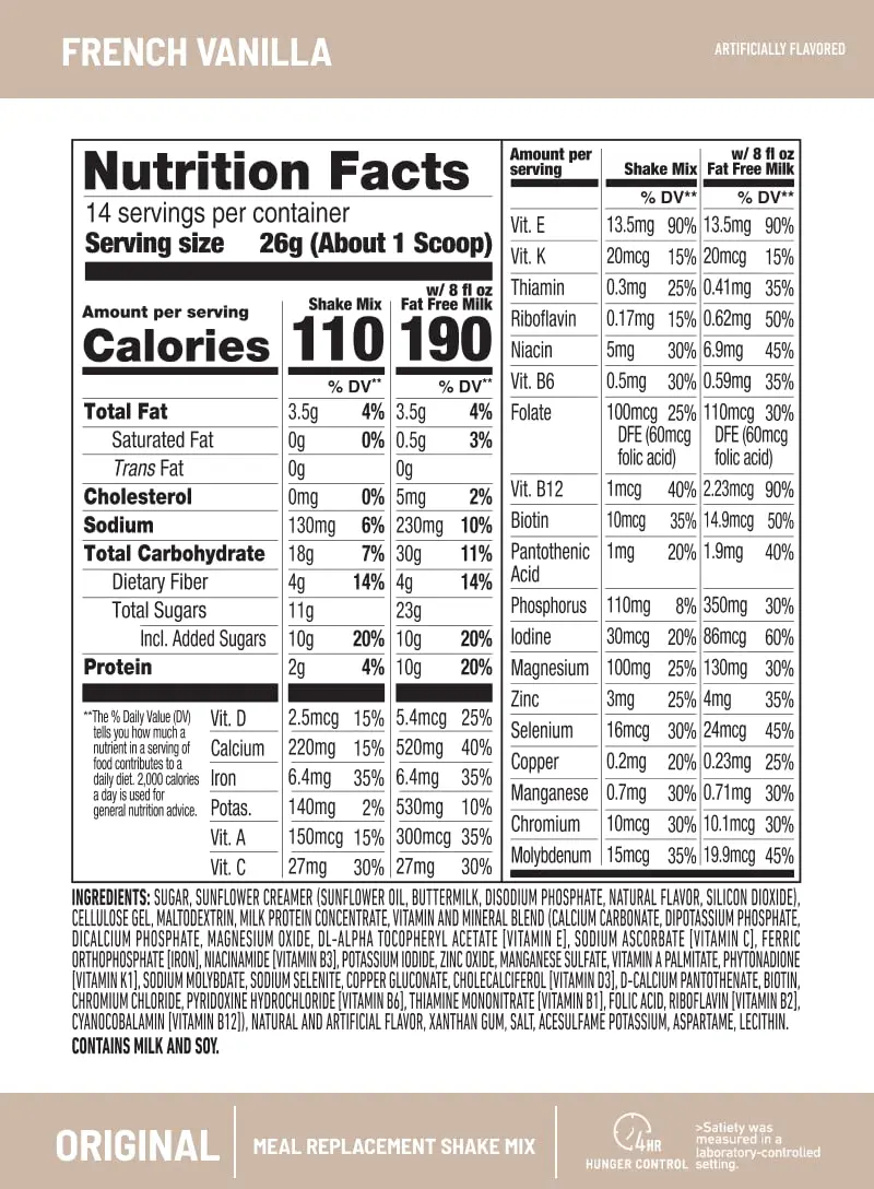 SlimFast Meal Replacement Powder, French Vanilla | 10g Protein, 14 Servings, Gluten-Free (12.83 oz Pack of 2) - view 4