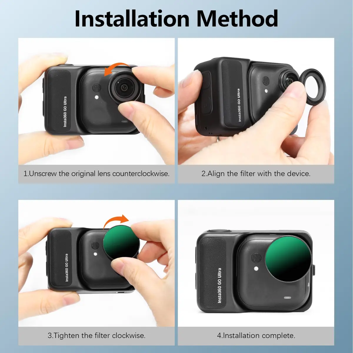 AMAZEAR ND & CPL Lens Filters Set for Insta360 Go Ultra | Optical Glass, Water-Resistant, Easy to Use - view 6