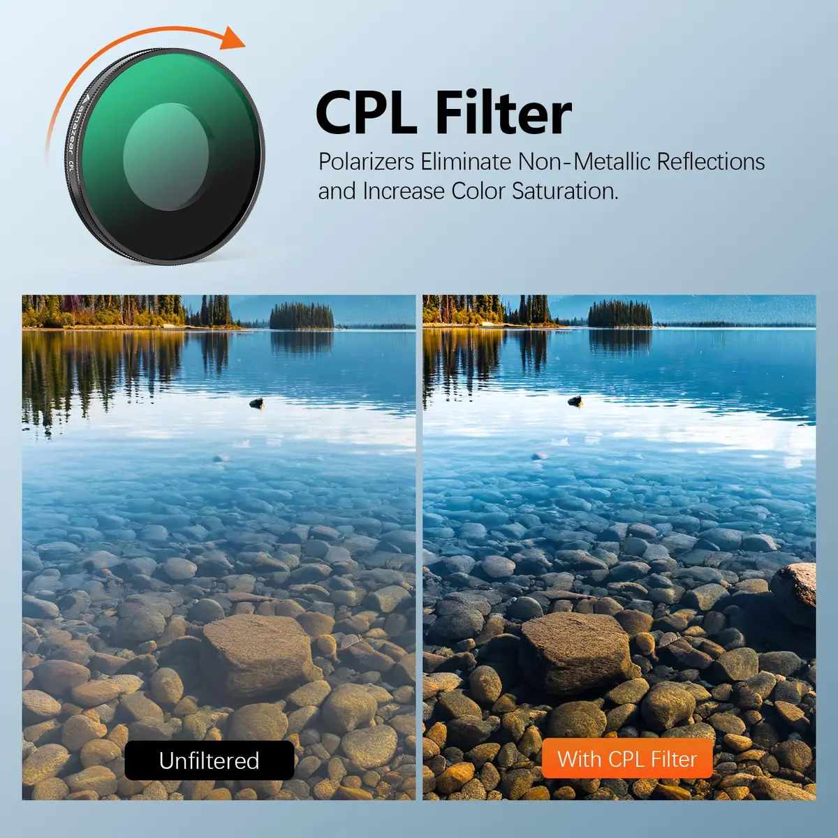 AMAZEAR ND & CPL Lens Filters Set for Insta360 Go Ultra | Optical Glass, Water-Resistant, Easy to Use - view 2