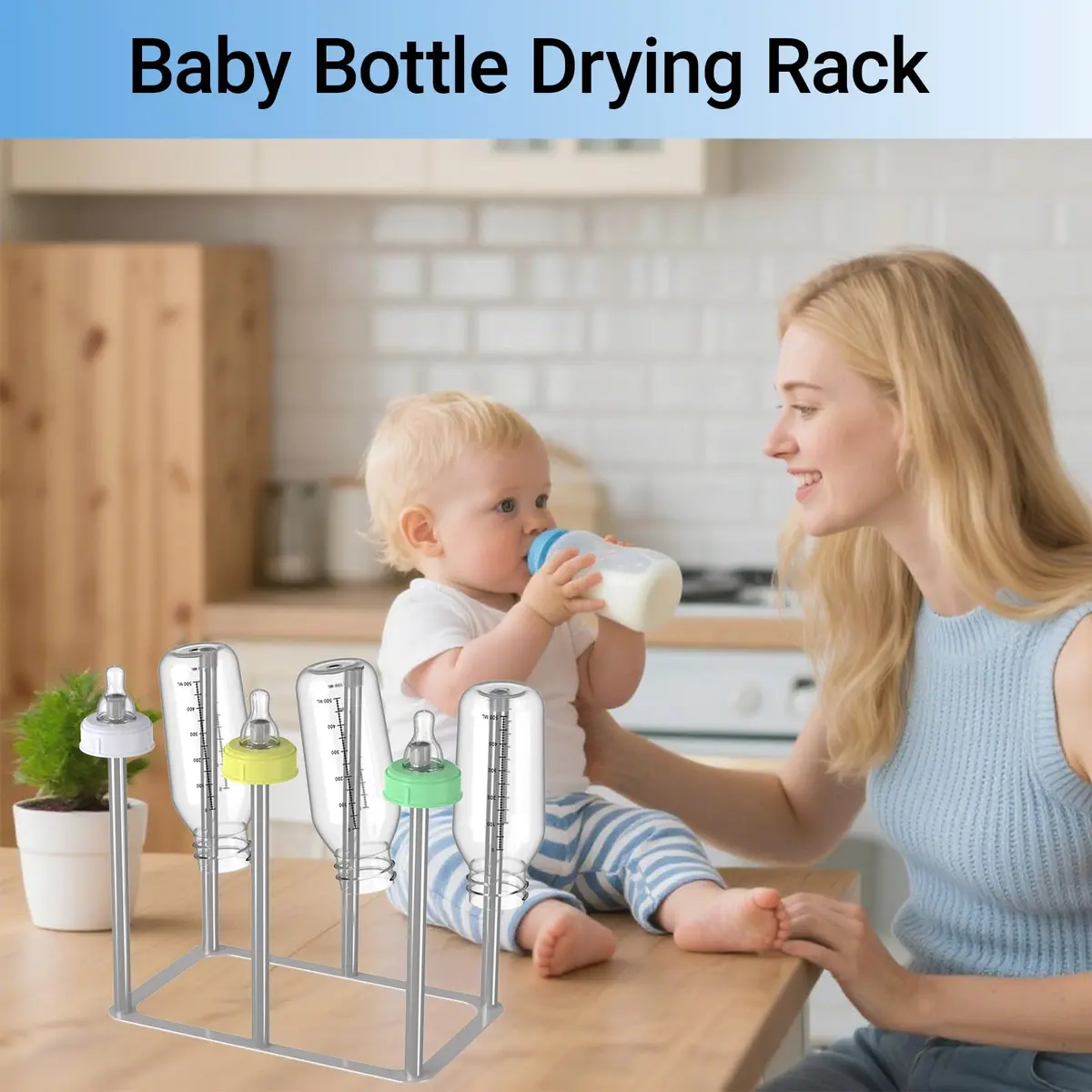 ZHMY Water Bottle Drying Rack, Stainless Steel, Space Saving Countertop Drying Rack for Bottles & Glassware - view 8