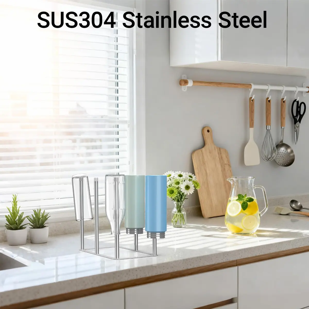 ZHMY Water Bottle Drying Rack, Stainless Steel, Space Saving Countertop Drying Rack for Bottles & Glassware - view 2