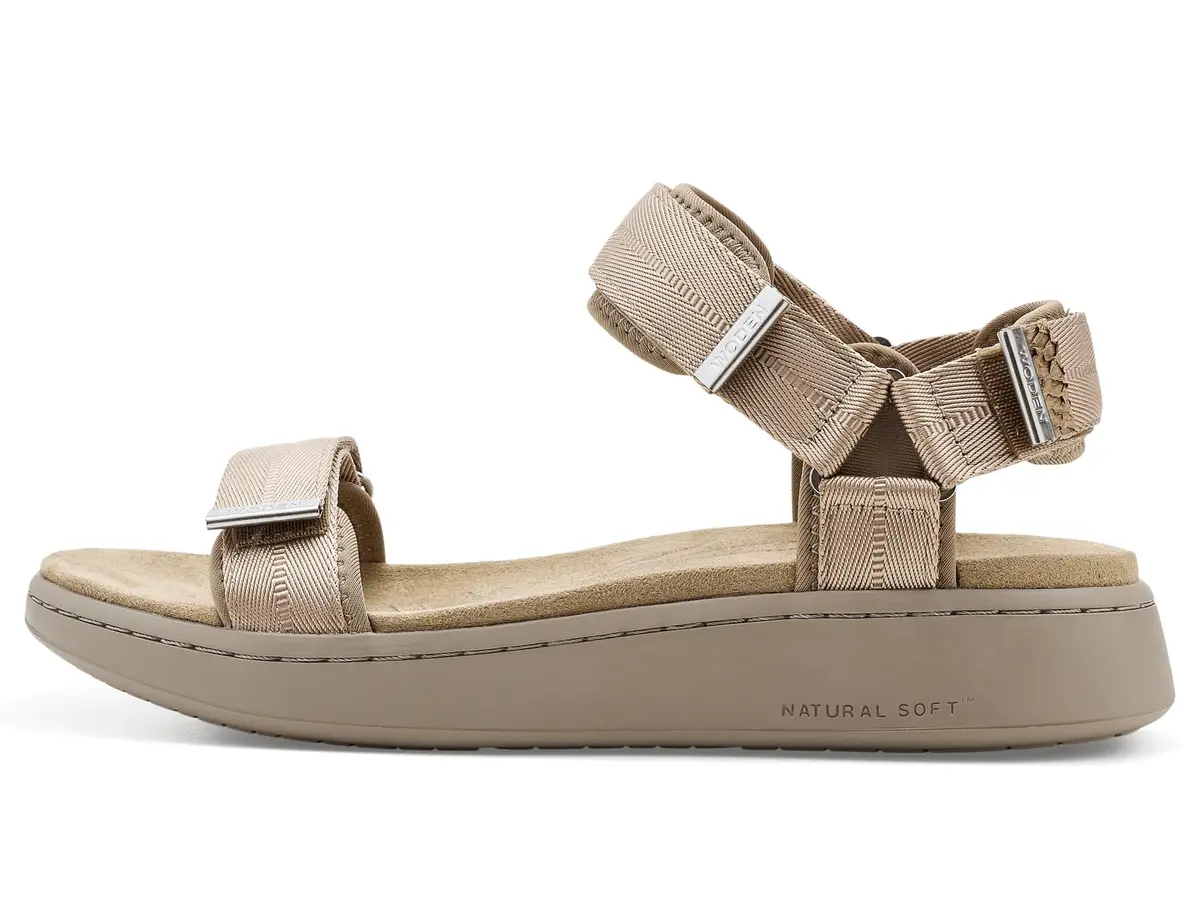 Woden Womens Line Sandals Silver Mink 8 Medium | Water-Resistant Flat Sandal with Leather Upper - view 5