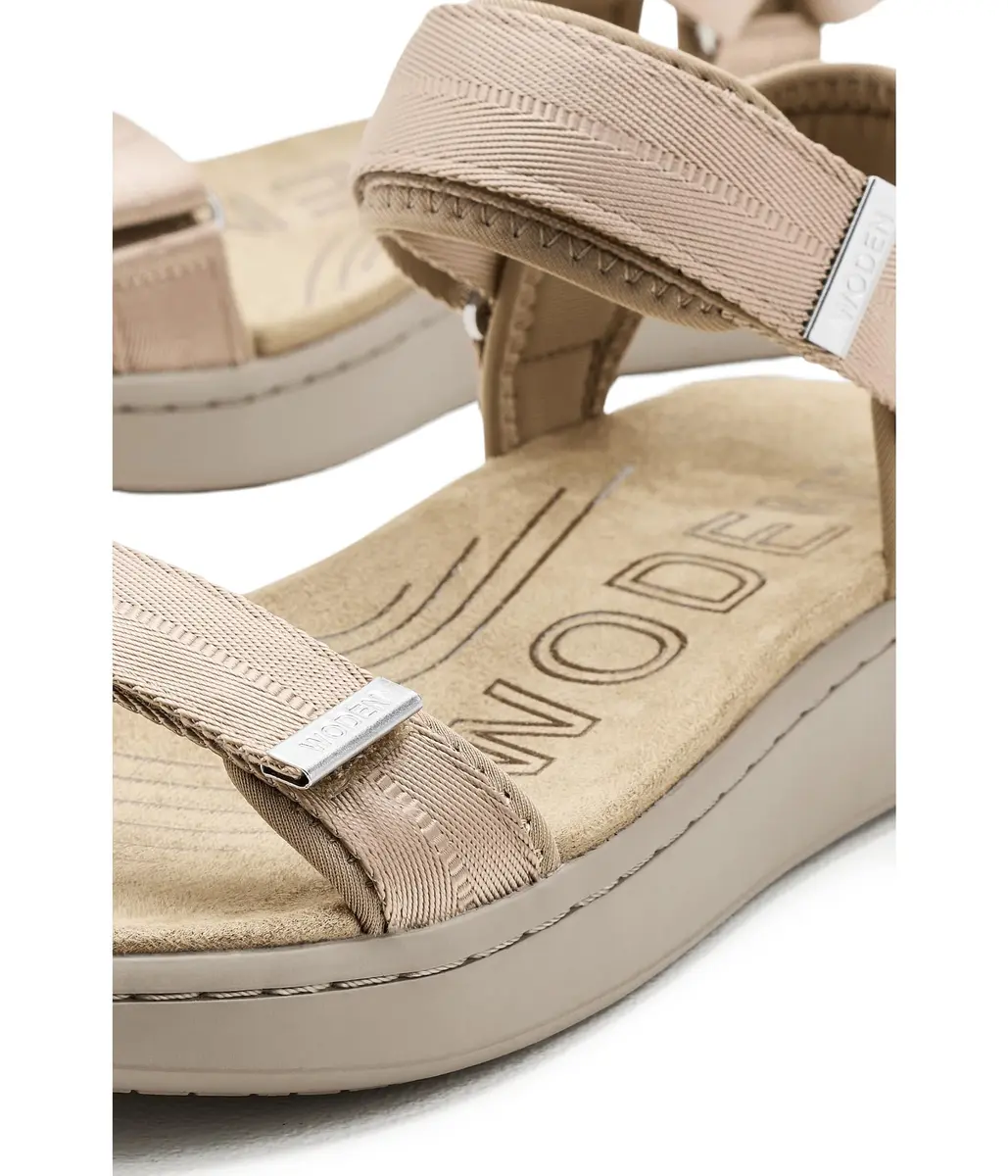 Woden Womens Line Sandals Silver Mink 8 Medium | Water-Resistant Flat Sandal with Leather Upper - view 2