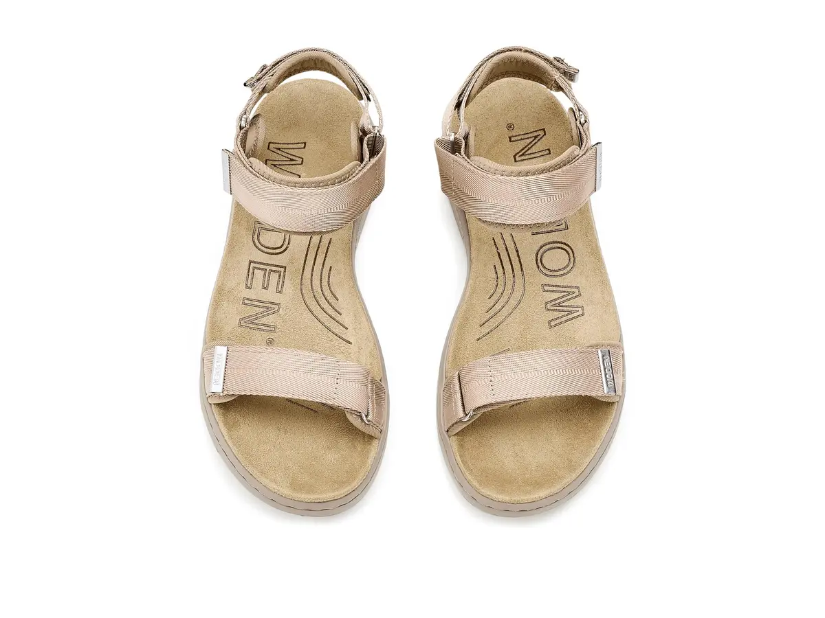 Woden Womens Line Sandals Silver Mink 8 Medium | Water-Resistant Flat Sandal with Leather Upper - view 3