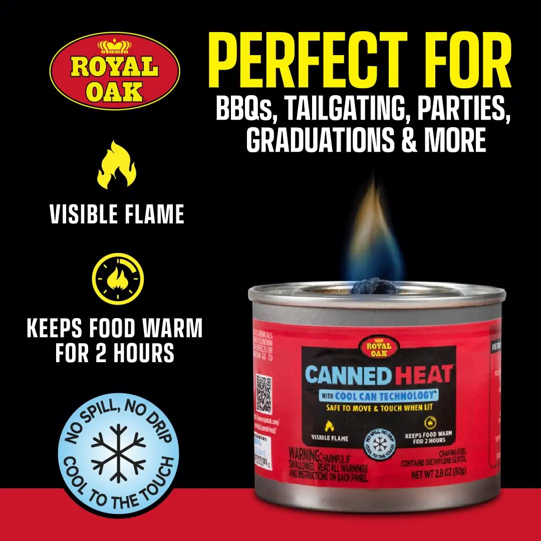 Royal Oak Canned Heat 6-Hour Chafing Fuel | 24 Pack, Comfortable to Touch, Long-Lasting Heat - view 2