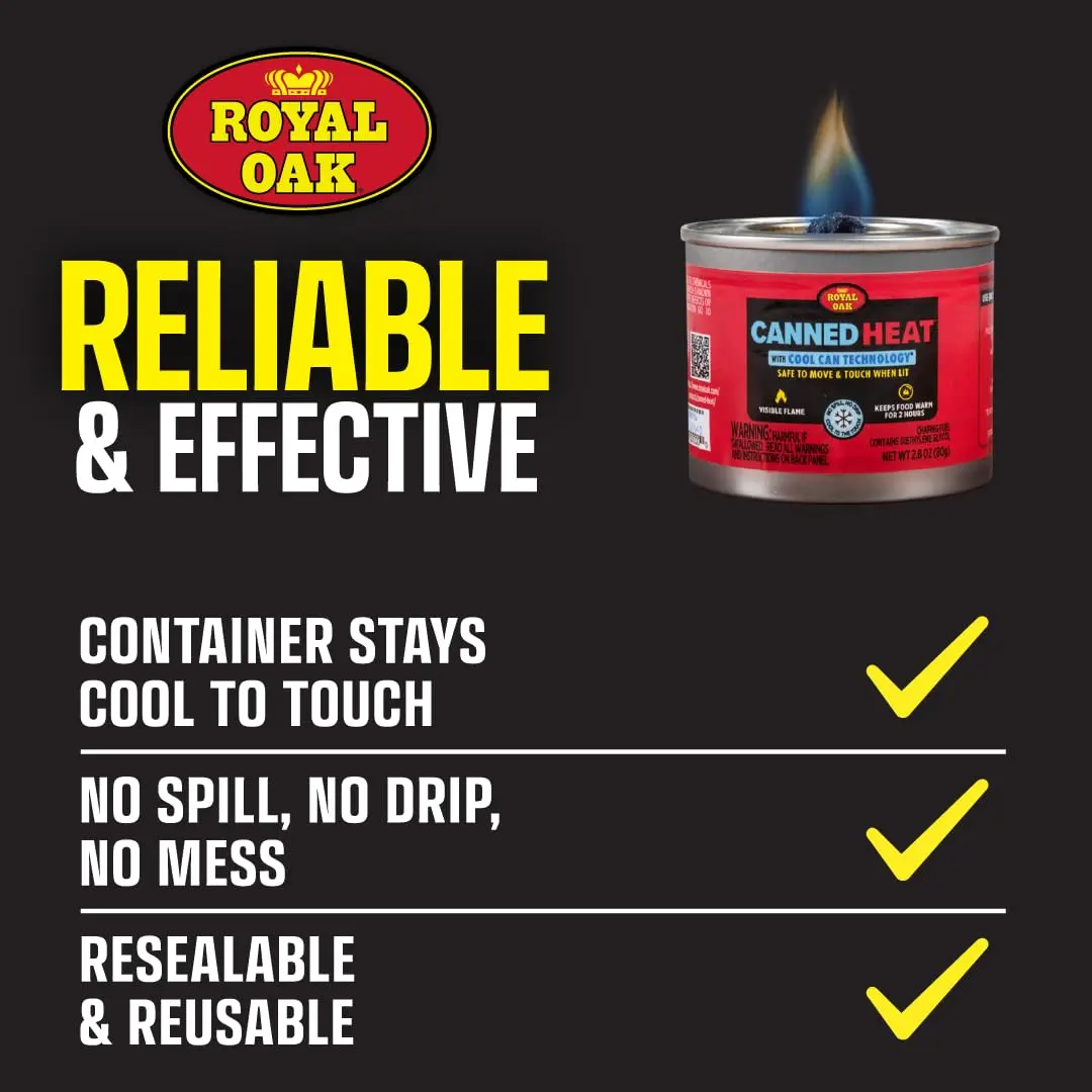 Royal Oak Canned Heat 6-Hour Chafing Fuel | 24 Pack, Comfortable to Touch, Long-Lasting Heat - view 3
