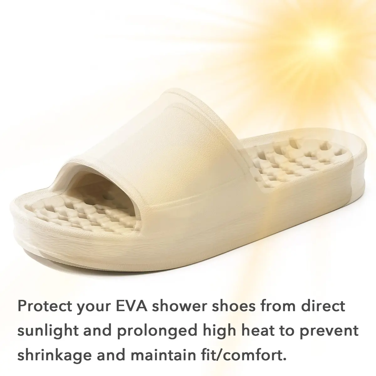 GETOEU Shower Shoes for Women and Men with Drain Holes | Soft Cushioned Anti-Slip Pool Slides (Khaki, US Sizes 6-7.5 Men & 7-7.5 Women) - view 5