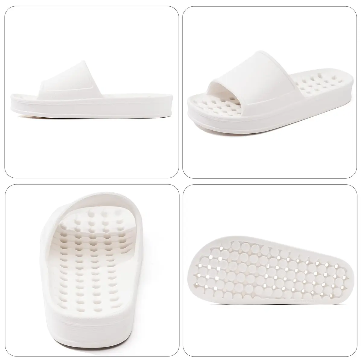 GETOEU White Shower Shoes for Women and Men with Drain Holes, Massage Slide Sandals (US Women 6-6.5 / Men 5-5.5) - view 2