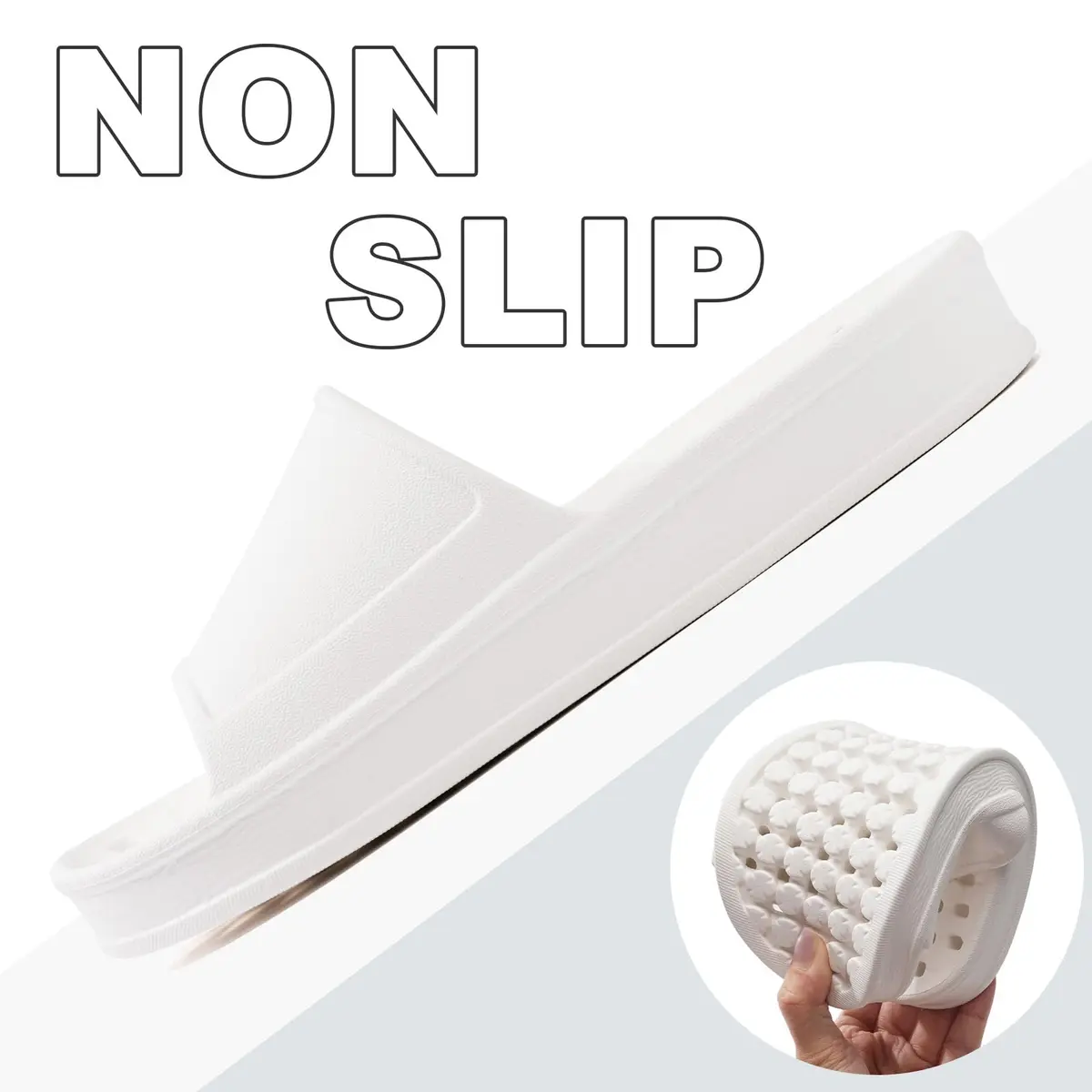 GETOEU White Shower Shoes for Women and Men with Drain Holes, Massage Slide Sandals (US Women 6-6.5 / Men 5-5.5) - view 4
