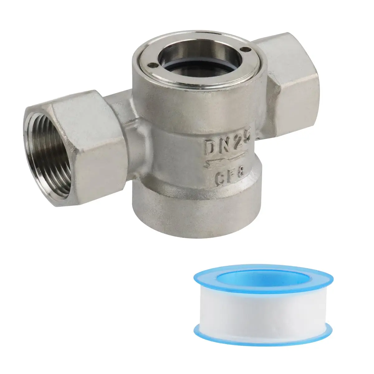 Antrader 1" NPT Female 304 Stainless Steel Sight Flow Indicator with Impeller DN25 (1" NPT Female) - main product image