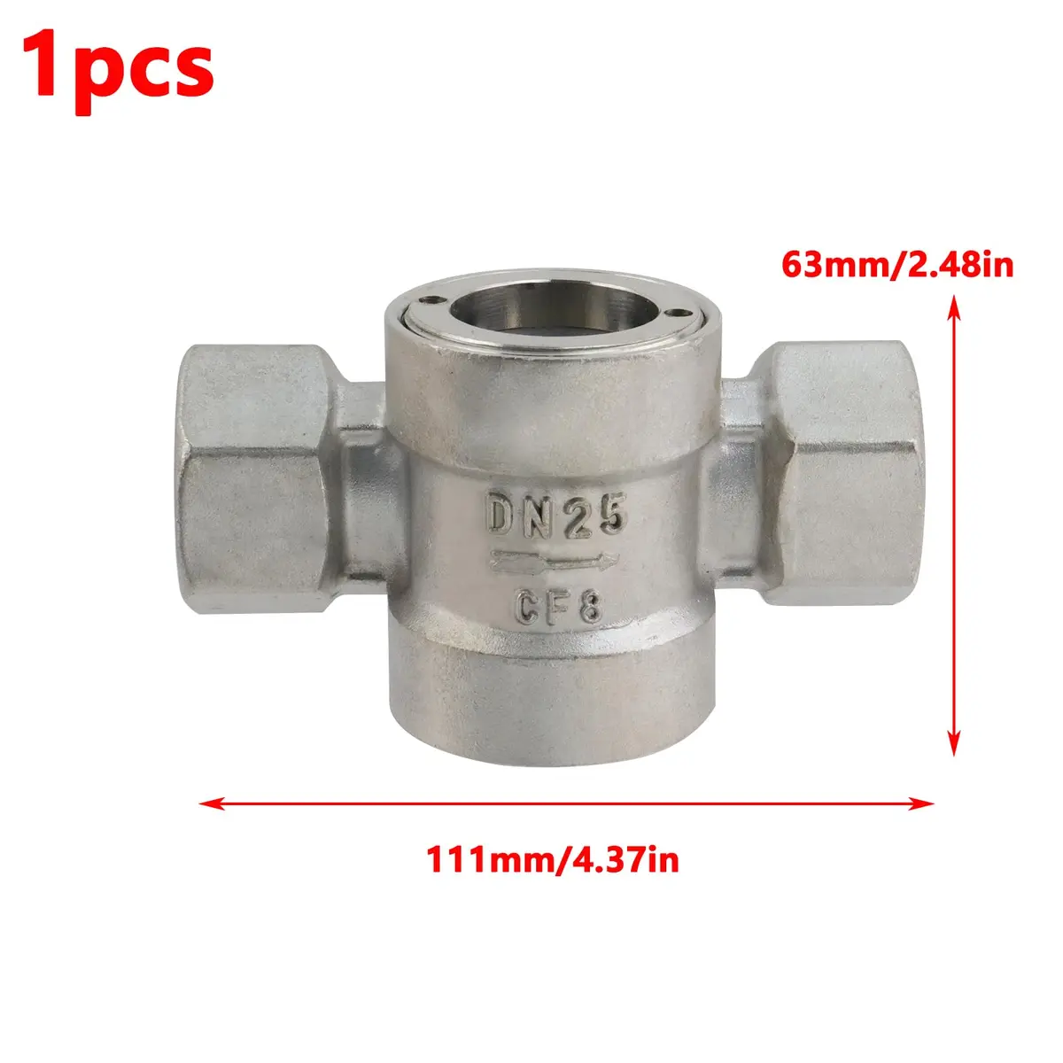 Antrader 1" NPT Female 304 Stainless Steel Sight Flow Indicator with Impeller DN25 (1" NPT Female) - view 2