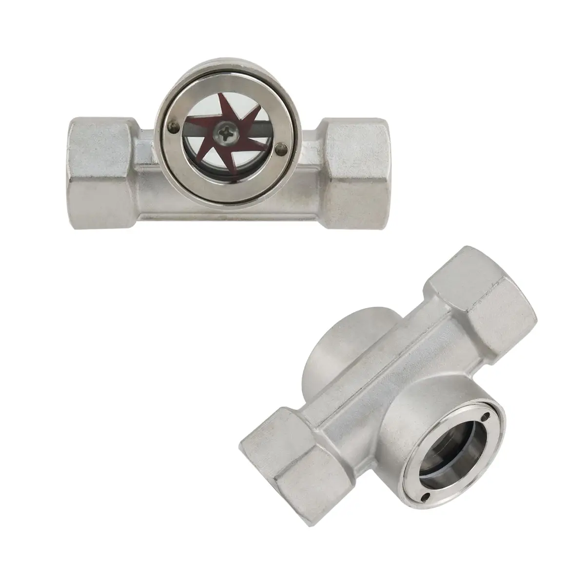 Antrader 1" NPT Female 304 Stainless Steel Sight Flow Indicator with Impeller DN25 (1" NPT Female) - view 3