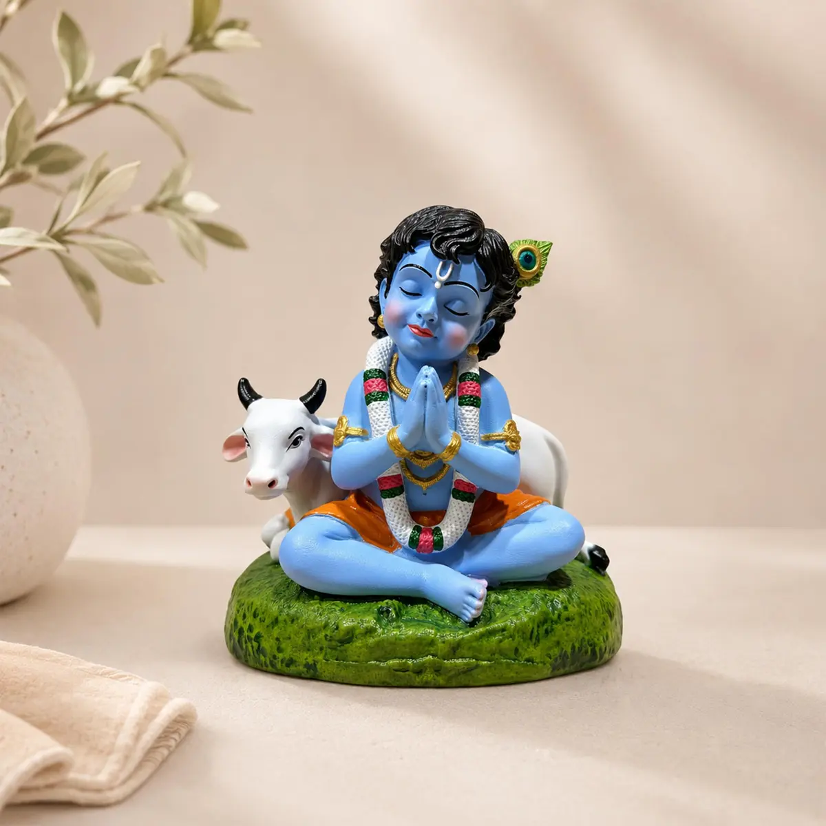 UNOVATE Krishna Idol for Car Dashboard | Krishna Murti for Home | Blue Matte Finish Resin Statue 8cm (3.15in) - view 8