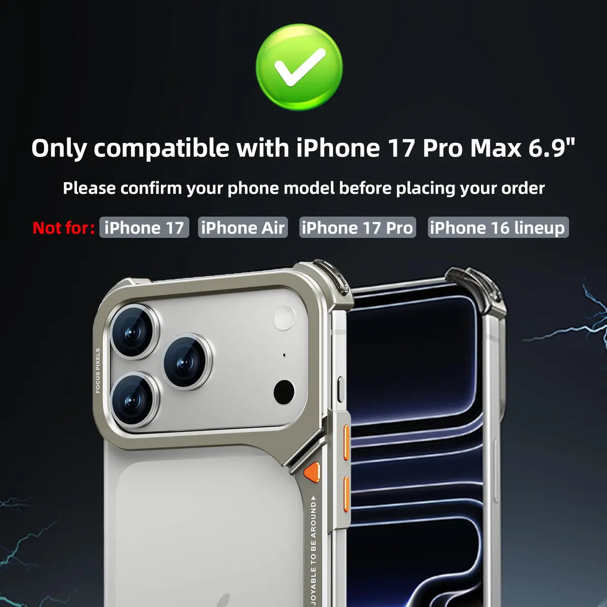 OATSBASF Metal Bumper Case for iPhone 17 Pro Max 6.9-Inch | MagSafe Compatible Shockproof Protection - view 2